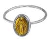 <Handcrafted Silver Ring 'Virgin Mary' Yellow Silver (rhodium) - 10x8mm