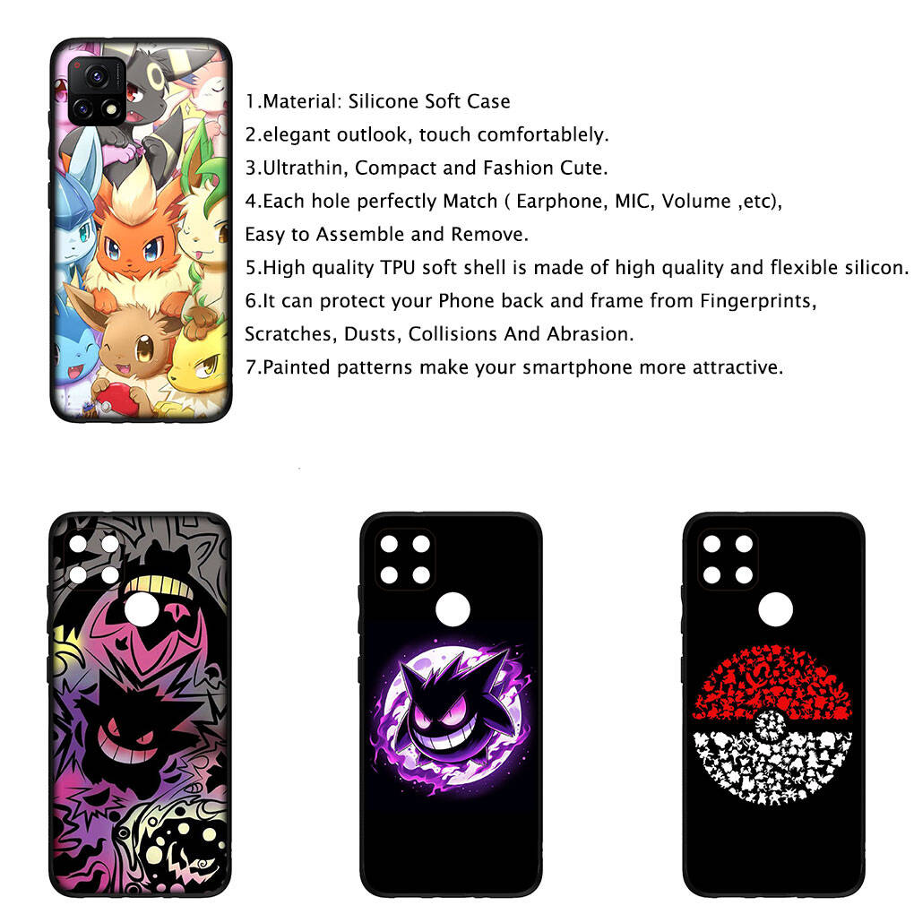 Чехол для iPhone 17 16 15 Xiaomi Poco Redmi Note 14 13 12 11 Pro Max X 16e Samsung Galaxy S25 S24 S23 OPPO Huawei Pokemon Pikachu GO Gengar Чехол для телефона
