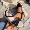 Women's Wedge Sandals 2025 New Thick-soled Muffin Sandals Canvas Casual Sandals for Women Peep Toe Platform Sandalias