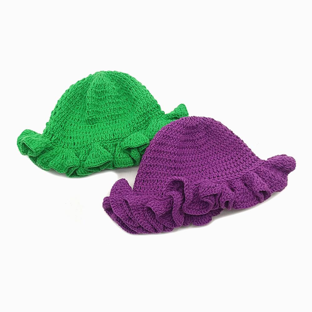 New Trend 2025 for Party Cross-Border Fashionable and Versatile Crocheted Ruffled Woolen Hat New Product Ruffled Hat
