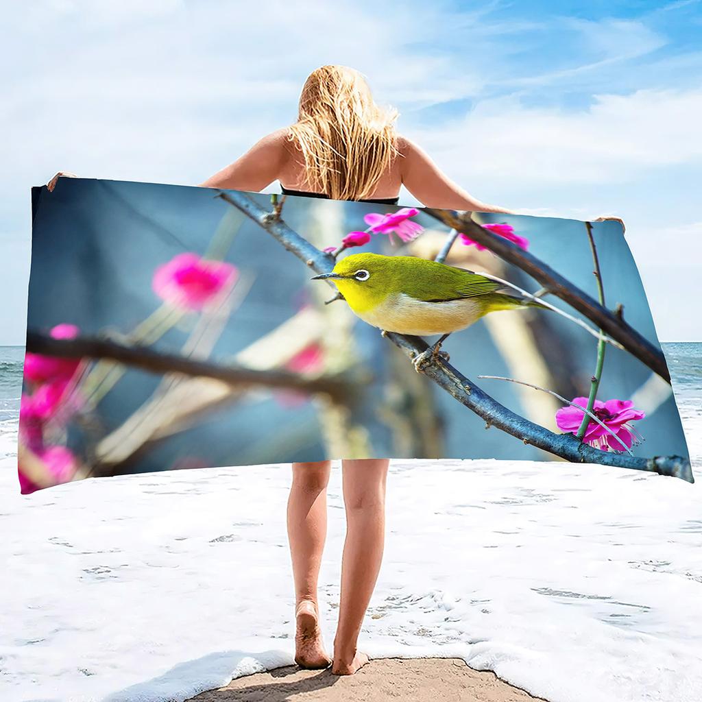 Bird Print Pattern Series Seaside Vacation Beach Towel Swimming Bath Towel Sports Towel