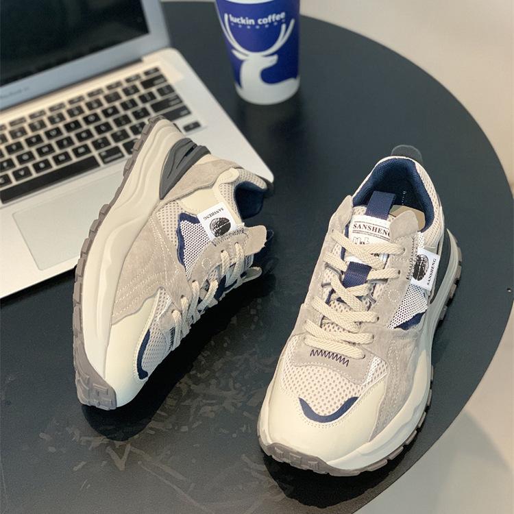 Leather Dad Shoes Women's 2024 New Spring and Autumn Versatile Platform Forrest Gump Shoes Running Height-increasing Sports and Leisure Shoes Women