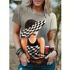 Женская футболка с короткими рукавами и абстрактным лицом, футболка в уличном стиле с 3D-принтом для девочек, топ с круглым вырезом