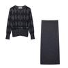Kaslead New Arrival Women's Fashion Style round Neck Long Sleeve Knitted Coat Skirt 2756116 2756117