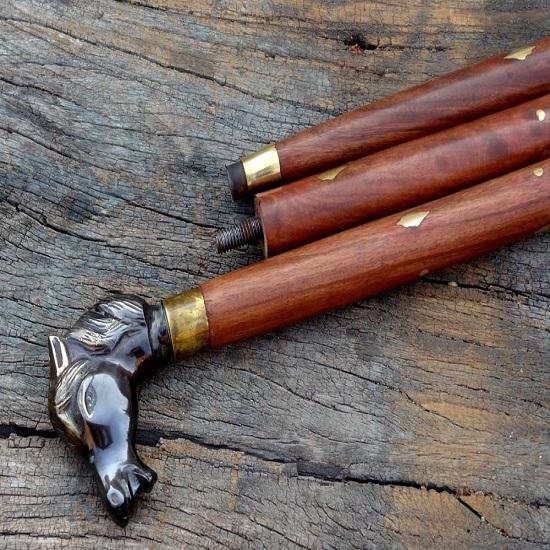 Викторианская цельная антикварная дизайнерская ручка для лошади, винтажная трость