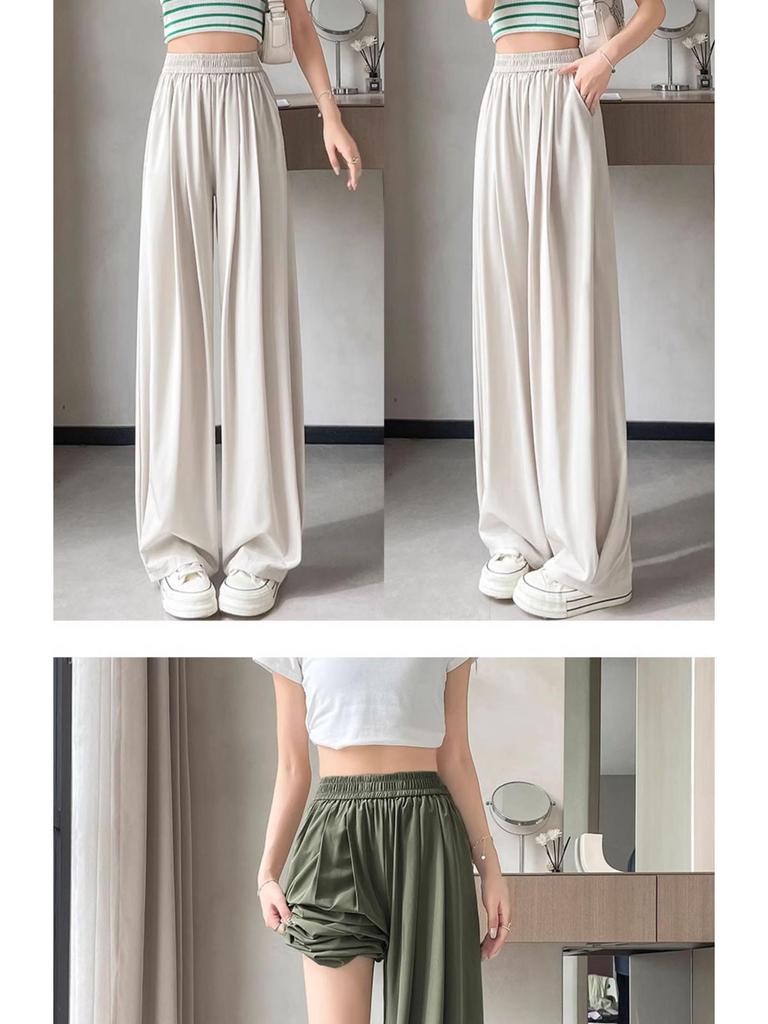 Ice Silk High Waist Wide Leg Sweatpants - Women's Summer Slimming, Loose Casual Pants