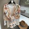 Loose Hong Kong style temperament silk scarf printing Japanese casual play wear personalized outer scarf shading cape shawl