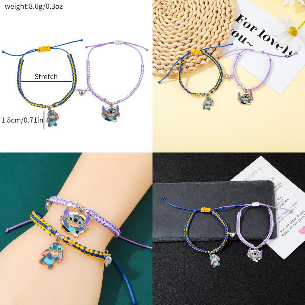 Stitch Friendship Gift Cartoon Stretch Bracelet With Zinc Alloy Clasp For Couples