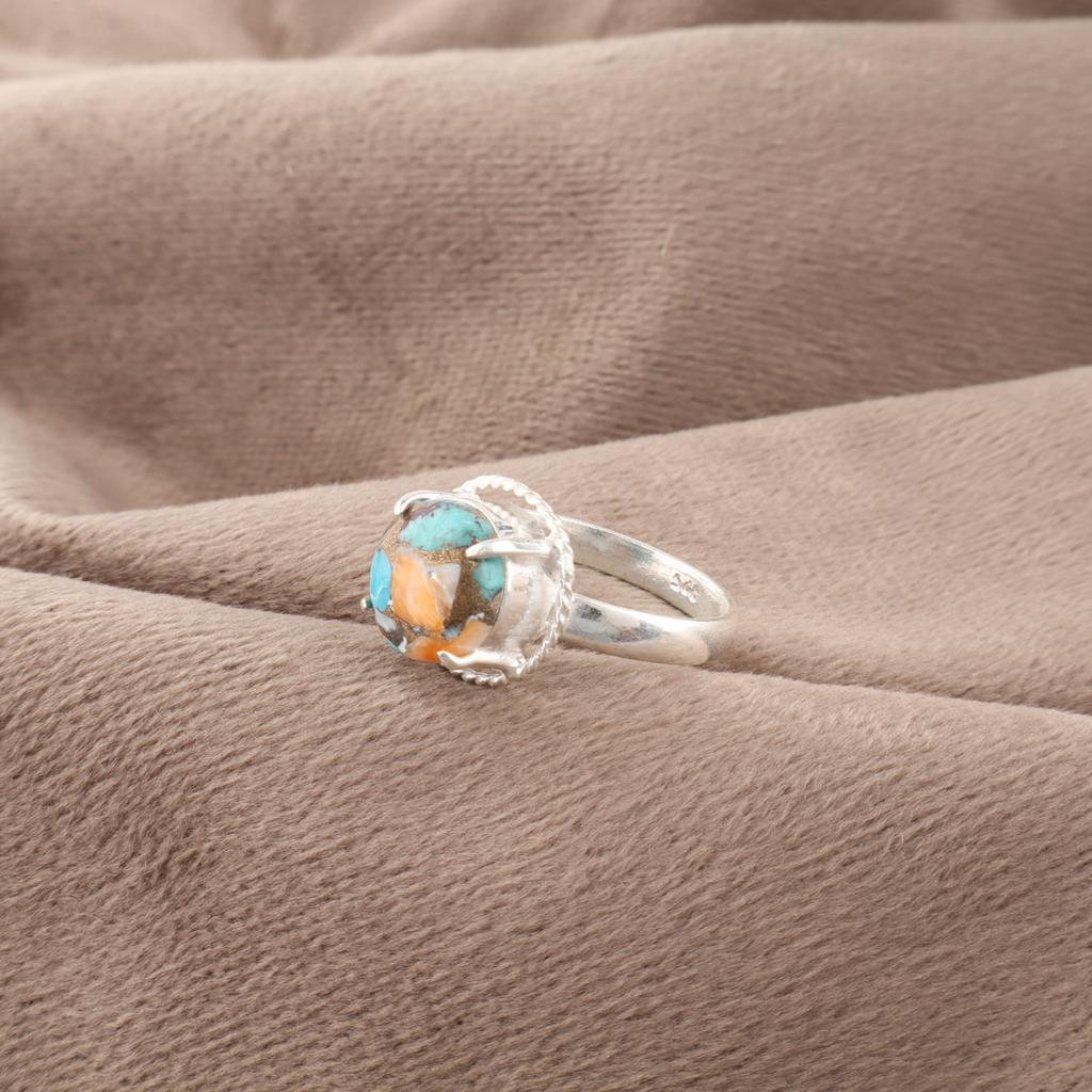 Spiny Oyster Handmade Gemstone Ring, 925 Solid Sterling Silver Ring Designer Jewelry, For Anniversary Gift