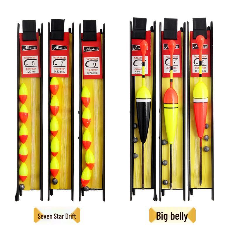 Набор рыболовных снастей: Семизвездочные и пузатые поплавки, грузила, леска, крючки, готовые наборы лески