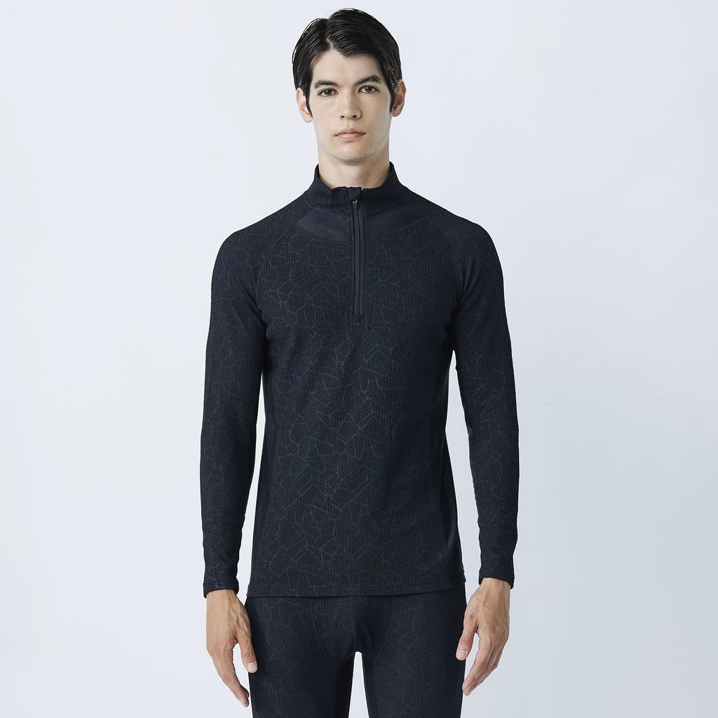 Otafuku Gloves Зимнее термобелье Футболка с длинным рукавом и высоким воротом [Сохранение тепла + Сетчатый флис из пузырчатой ткани] JW-249 Гео Черный Размер M