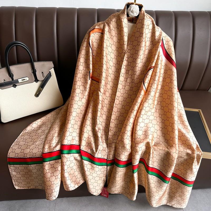 Новый искусственный шелк с принтом шелковый шарф для женщин универсальный геометрический солнцезащитный пляжное полотенце этнический стиль украшение марлевая шаль