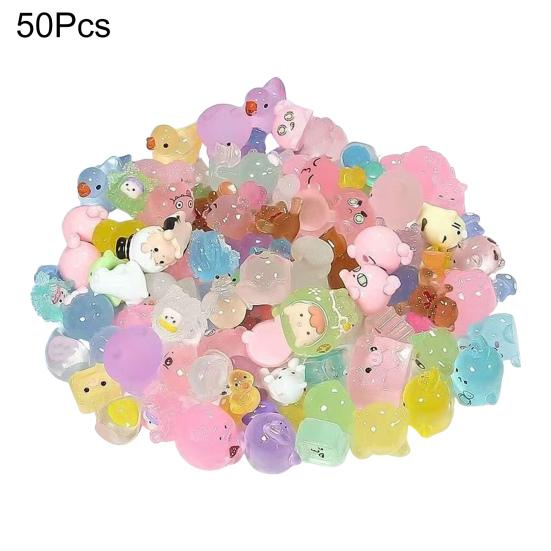 50/100 шт. Мини-фигурки животных, светящиеся в темноте, украшения из смолы, крошечные кролики, динозавры, миниатюрные украшения для сада, микроландшафтные поделки своими руками