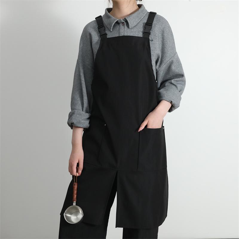 Кухонный Кафе Рабочий Водонепроницаемый Фартук с Карманами и Дизайном с Передним Разрезом для Женщин и Мужчин Маслостойкий Фартук Бариста Шеф-повара Официанта