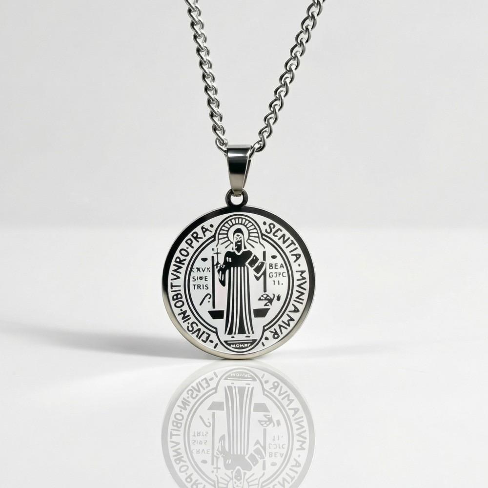 St. Benedict's Exorcism Holy Medal Necklace Pendant God Circle Medal Trendy Necklace