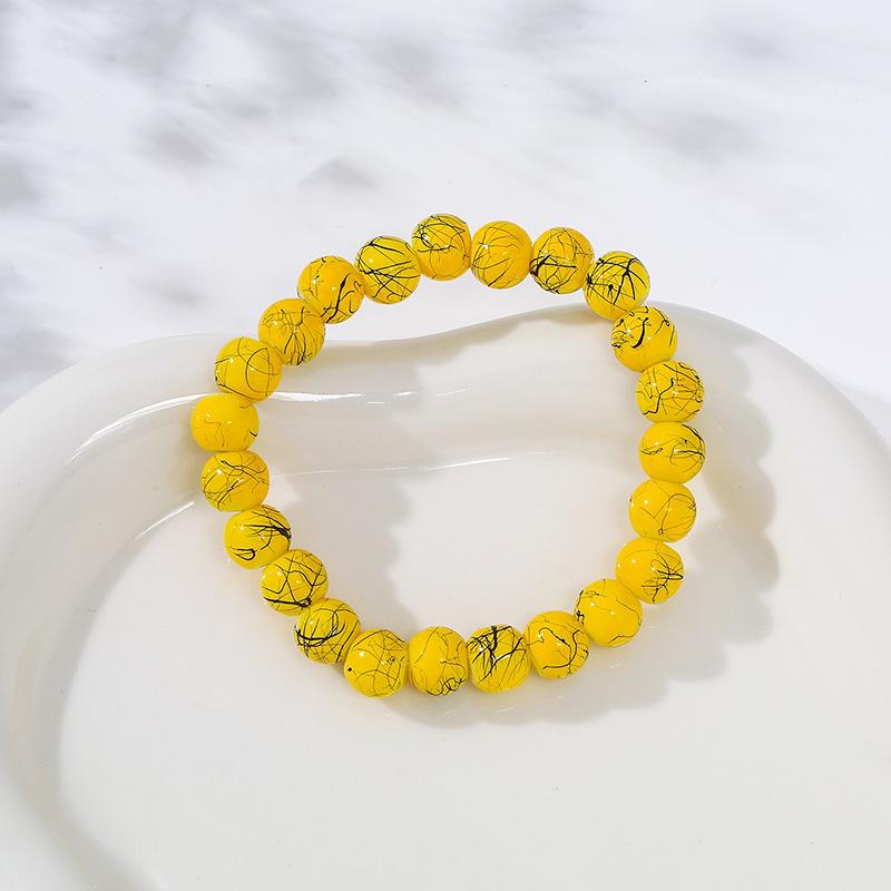 Европейская и американская мода Браслет из вулканического камня с короной и бусинами: Красочные украшения для рук в стиле йоги и буддизма