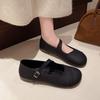New Flat-bottomed Shallow Mouth Round Head Comfortable Single Shoes Spring Soft-soled Casual Retro Mary Jane Shoes Large Size