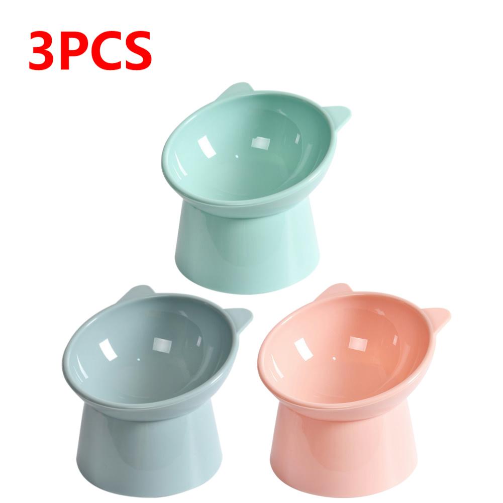 3PCS Tilted Cat Food Bowl Cat Food Dish Ergonomic Raised Cat Food Bowl Anti Vomiting Plastic Feeding Bowl Non Slip for Cats Dogs