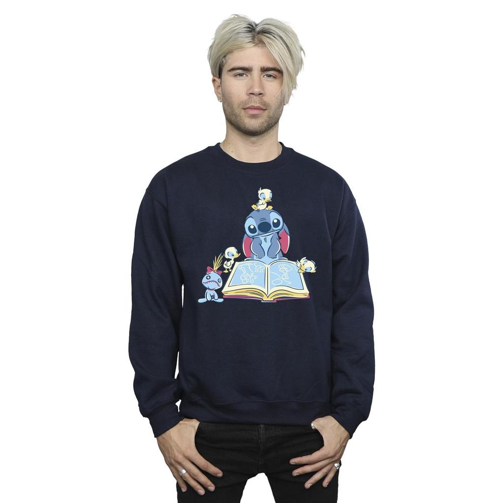 Disney Mens Lilo & Stitch Reading A Book Sweatshirt