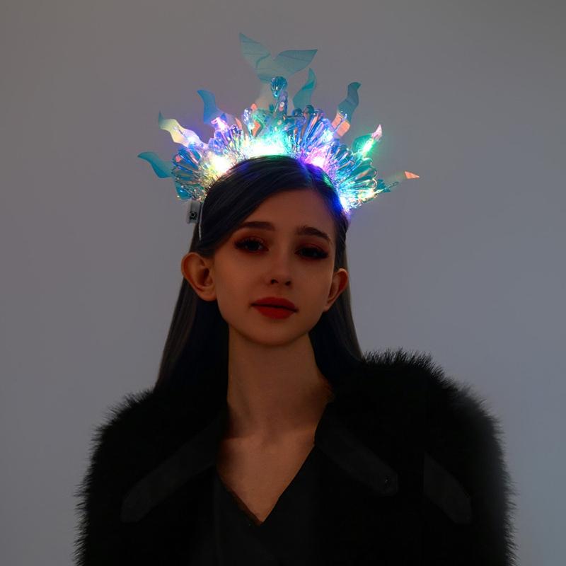 Светящийся ободок, светящаяся корона, повязка для волос, рейв, свадебная вечеринка, головной убор, костюм для косплея, аксессуары для волос, светящийся обруч для волос