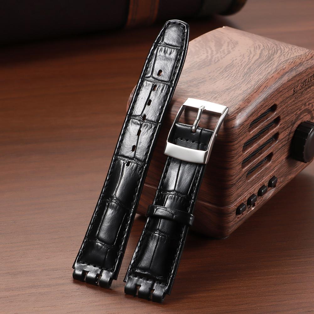 Genuine Leather Watch Strap 17mm 19mm for Swatch Replacement Band Vintage Brown Strap Men Women Sport Band Accessories Bracelet