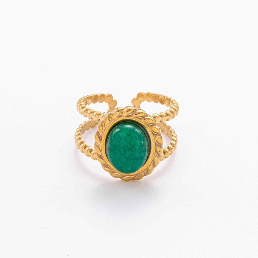 Ювелирные изделия из нержавеющей стали Павлин Зеленый титановая сталь с нефритовым кольцом из нержавеющей стали для пожилых людей, чувство роскоши, легкая потеря цвета, летняя женская