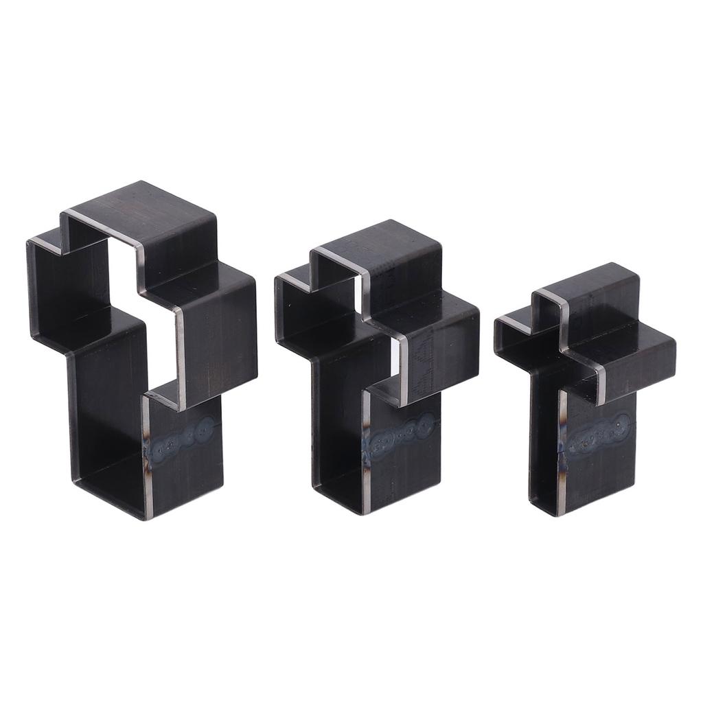 3PCS Crossed Shape Cutting Dies Crossed Shape Hollow Punch Cutter Set for Leather Crafts 69mm 61mm 53mm Height