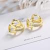 925 Sterling Silver Geometric Piercing Stud Earrings For Women Girls Engagement Party Jewelry Pendientes Eh062