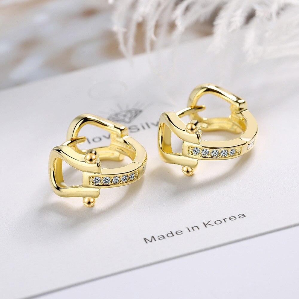 925 Sterling Silver Geometric Piercing Stud Earrings For Women Girls Engagement Party Jewelry Pendientes Eh062