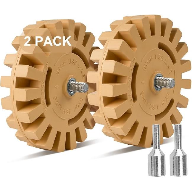 2 Pack Decal Remover Eraser Wheel Adhesive Remover With Adapter 4 Inch Rubber Eraser Wheel For Drill Removes Car Decal Vinyl Tape Graphics Ptripe