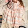 Women's Winter Plaid Scarf Versatile Korean Japanese Style Cute Student Thickened Warm Neck Warmer Shawl