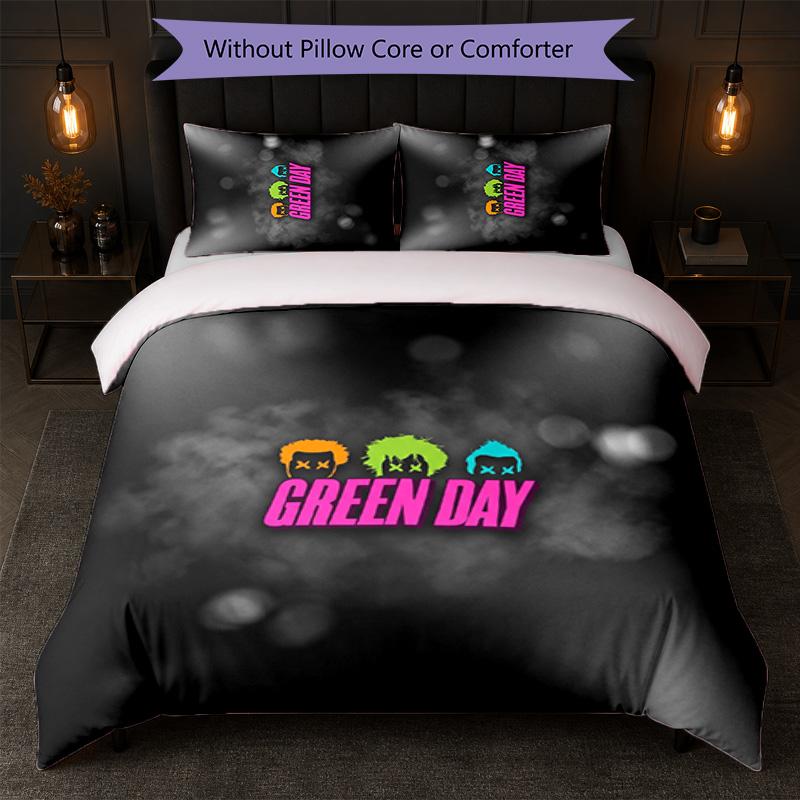 Green Day Print 3Pcs Bedding Set Duvet Cover With Two Pillowcases Soft Bed Linen For Household Bedroom