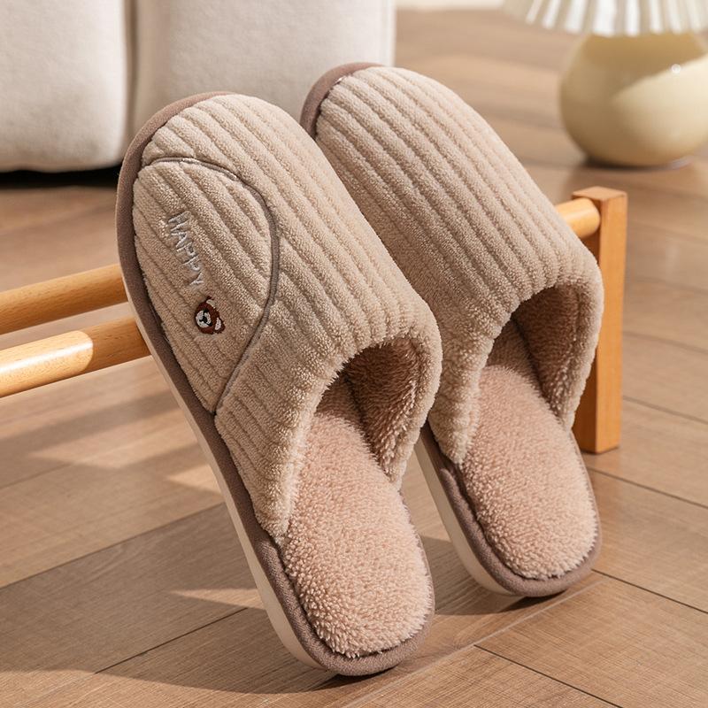 Cotton Slippers Women's Winter Home Use Spring and Autumn Indoor Warm Non-slip Home Winter Couple Plush Men