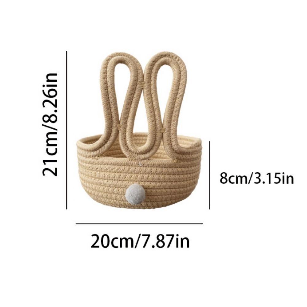 Cartoon Design Bunny Storage Basket Cotton Rope Organizer Basket  Desktop Organizer