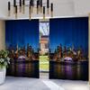 Городской пейзаж 3D Цифровая печать Полиэстер Черный Шелк Полностью Блэкаут Ткань для штор Карта