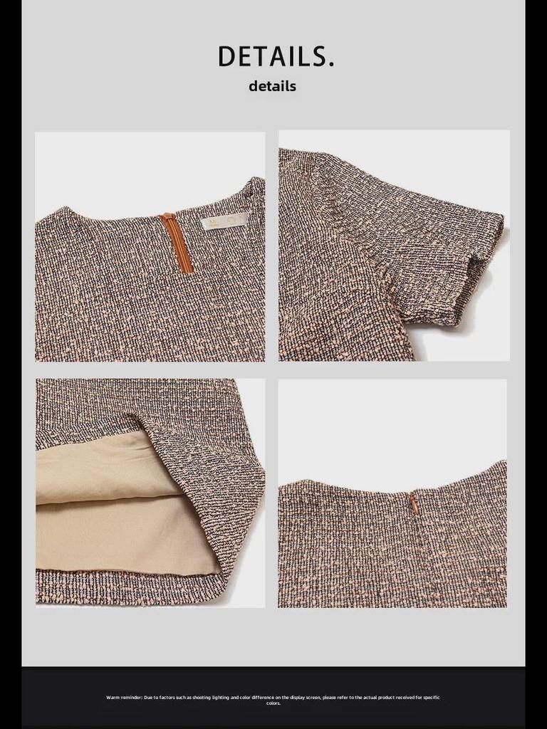 Элегантное женское платье-футляр с круглым вырезом, лето 2024 года, французский стиль