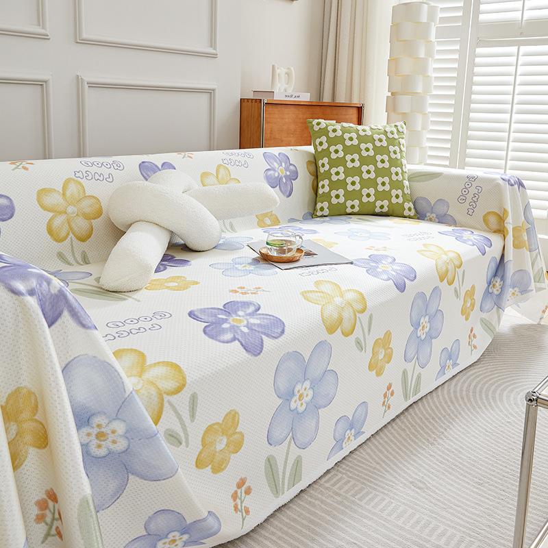 Чехол для дивана из ледяного шелка, летний чехол для дивана с рисунком из мультфильма, чехол для дивана Cute Fun Sha в полной комплектации