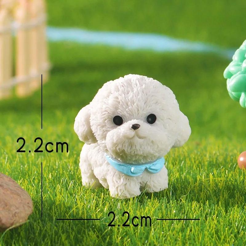 3 Pcs Cute Cartoon Bib Puppy Mini Resin Figurines Garden Moss Miniature Landscape DIY Ornament Car Desktop Dog Animal Decorations