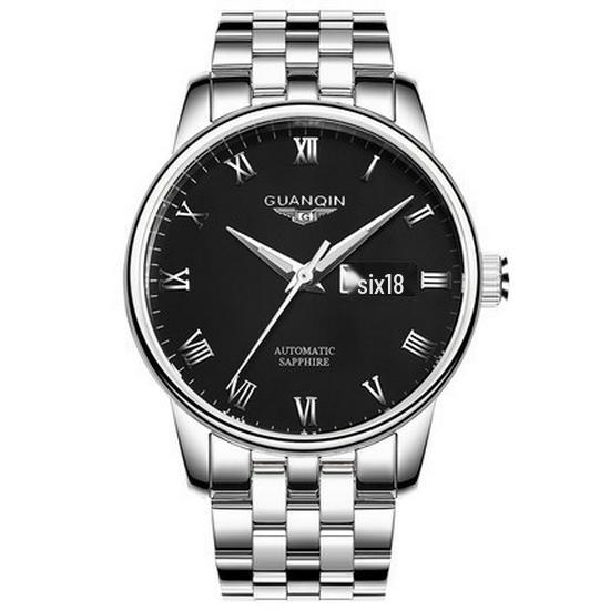 Механические мужские часы высокого класса швейцарского производства со стальным браслетом, двойной датой, водонепроницаемым корпусом - новый оригинальный деловой стиль