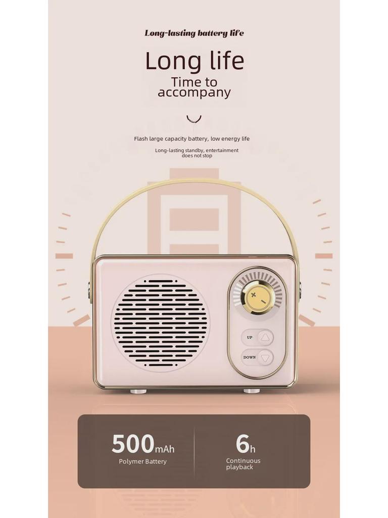 Портативный ретро мини Bluetooth-динамик с USB, TF-картой, FM и высококачественным звуком для использования на открытом воздухе