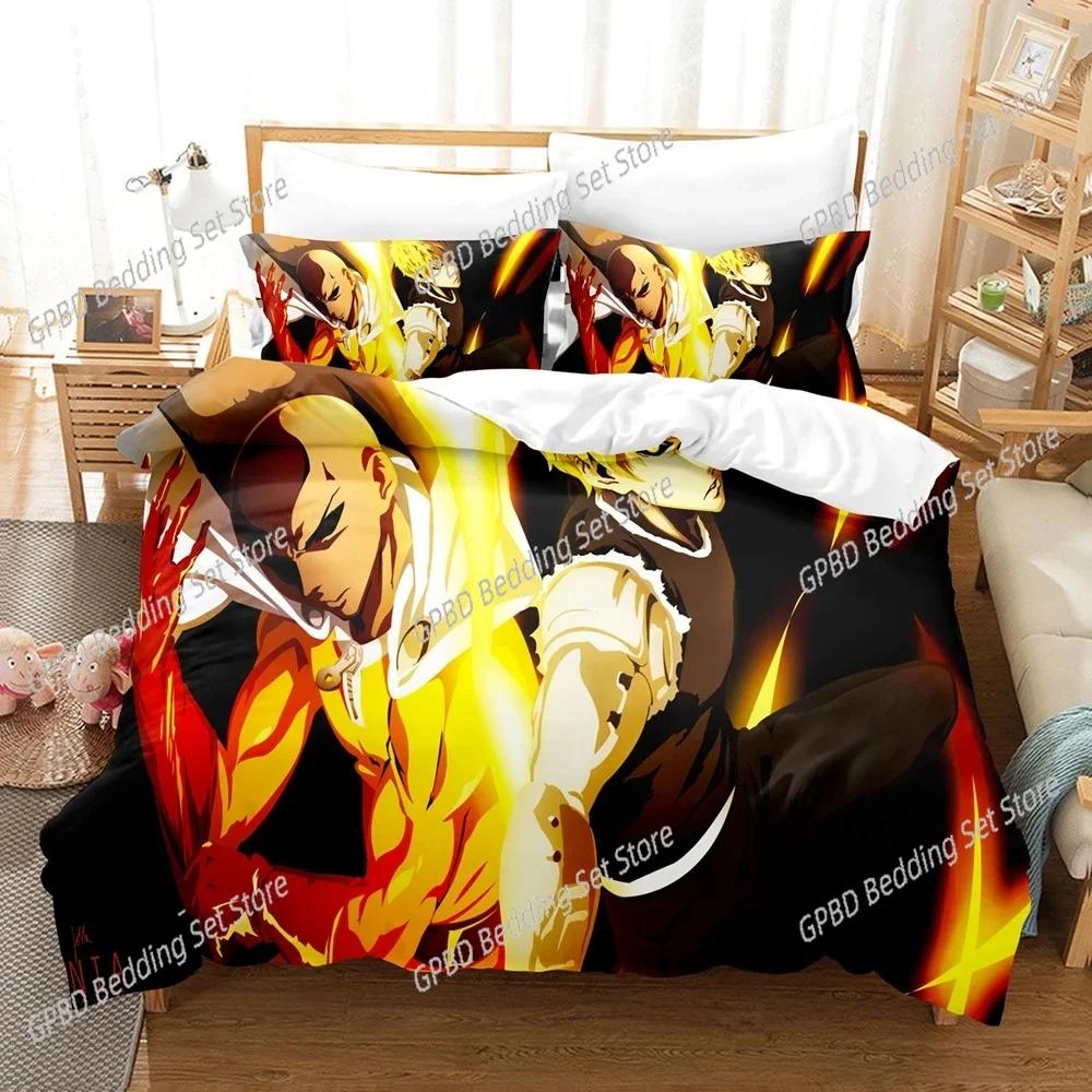 Аниме One-Punch Man Сайтама Уютное одеяло Пододеяльник Наволочка Комплект постельного белья Декор детской спальни Домашний текстиль