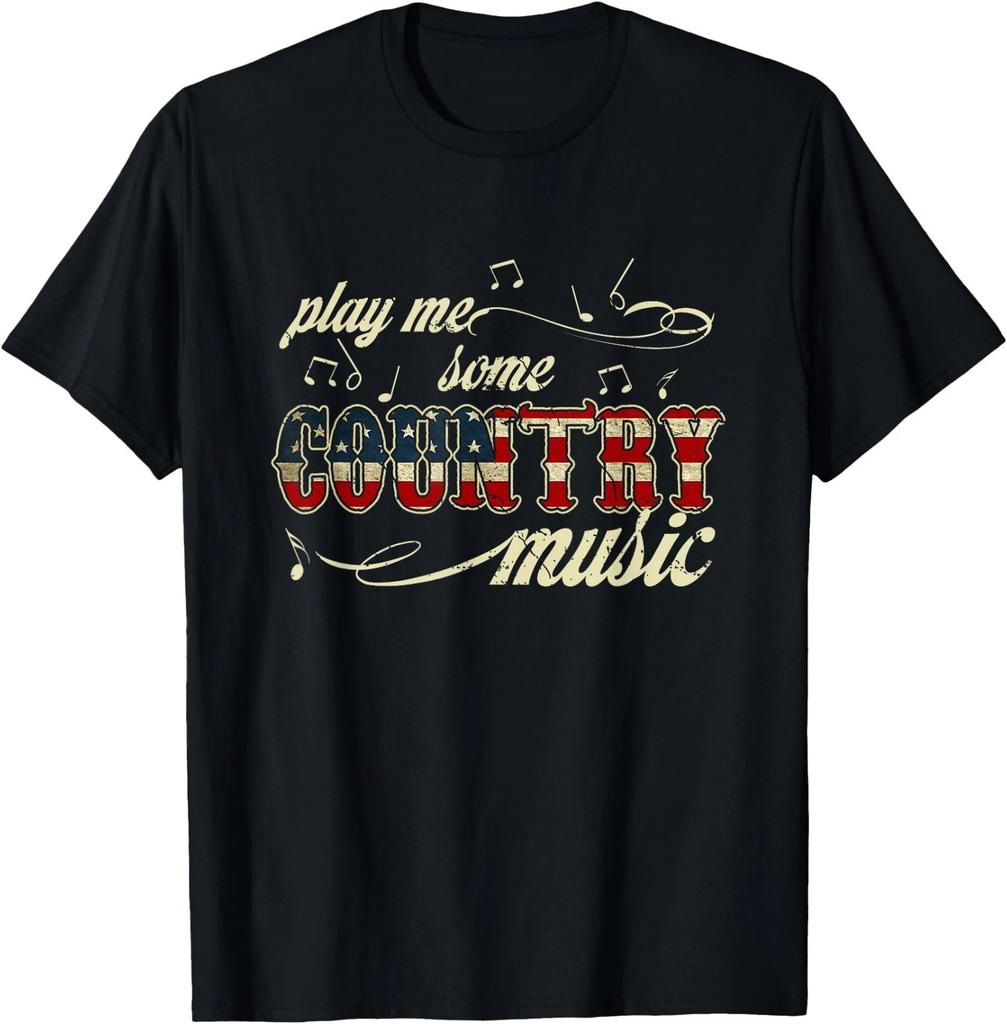 Play Me Some Country Music Western Festival American Flag T-Shirt