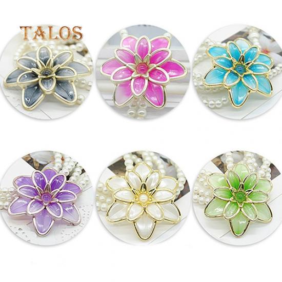 Women's Fashion Jewelry Flower Pendant Faux Pearl Tassels Necklace Sweater Chain Suspension Trinket