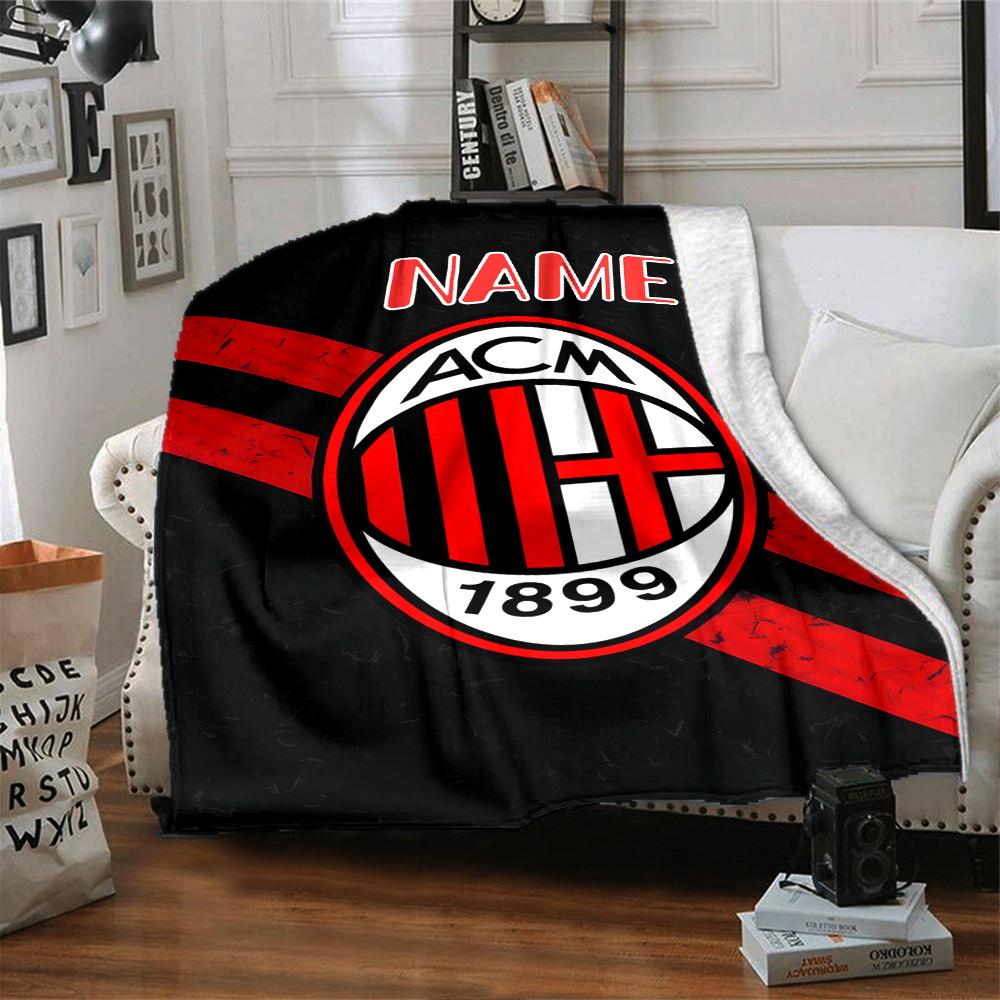 Ac Milan Logo Four Seasons Blanket Customized With Your Name Lightweight And Warm Perfect Gift For Home Office Camping Sofa Travel Beach Durable