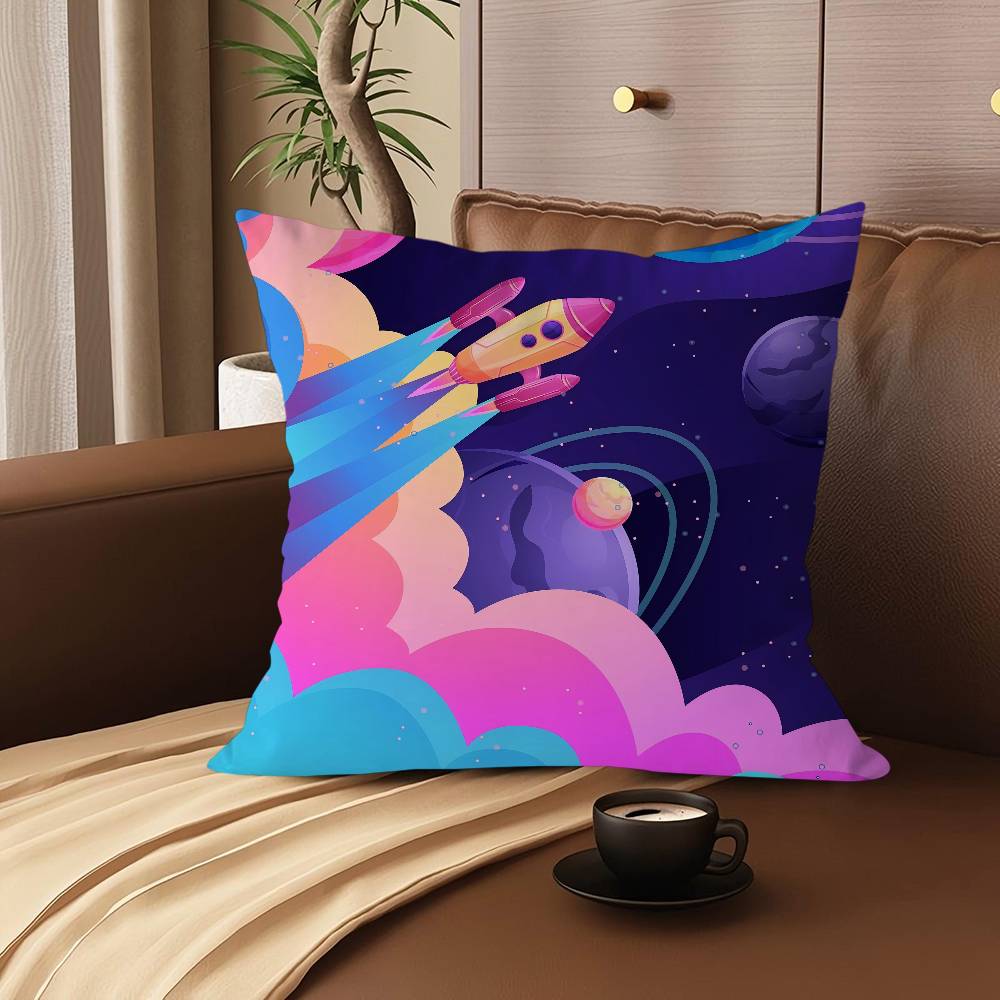 Космическое Звездное Небо Мультяшная Декоративная Подушка для Комнаты Эстетика Наволочка Домашний Декор Спальня Диван Кровать Диванная Подушка Чехол 45x45