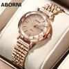 Часы ABORNI, модные кварцевые часы с зеркальным бриллиантом, двойной календарь, водонепроницаемые женские часы