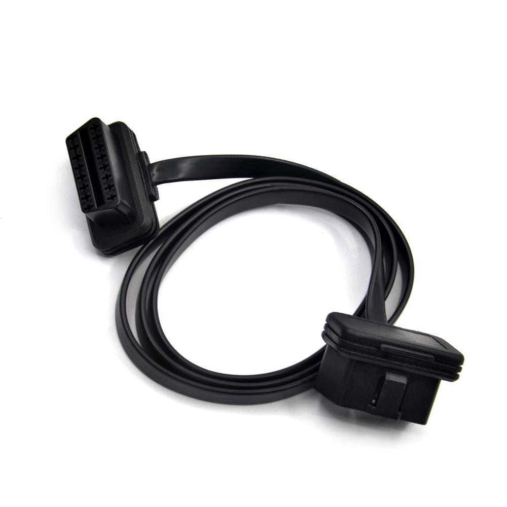 100cm 60cm Flat Thin As Noodle OBD2 OBDII OBD 16Pin ELM327 Male To Female Elbow Extension Cable Diagnostic Scanner Connector