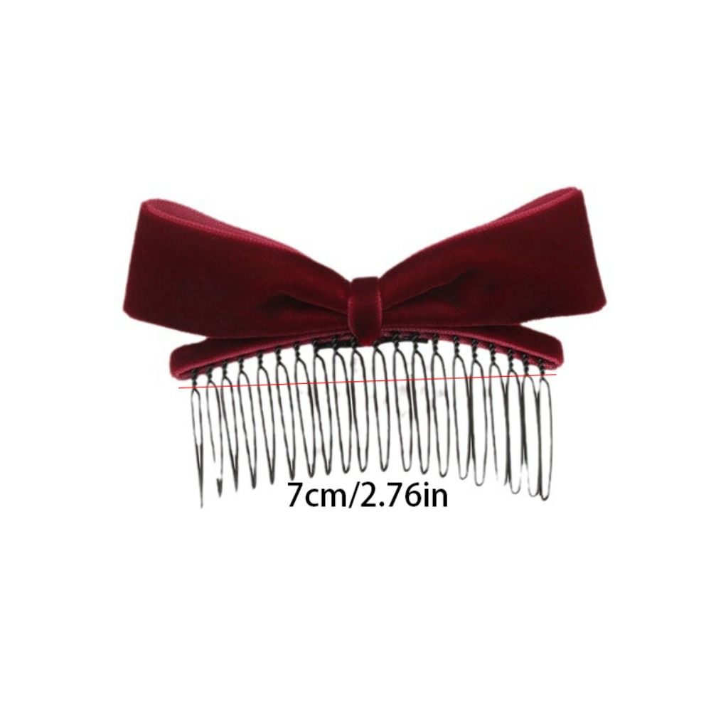 Hair Comb Bow Hairpin Red Velvet Bowknot Hair Clip Sweet Female Hair Accessories