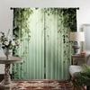 2pcs Lush Green Vine Printed Curtains, Designed for Light Filtering, Quality Material, Ideal for Nature-Inspired Home Window Dec