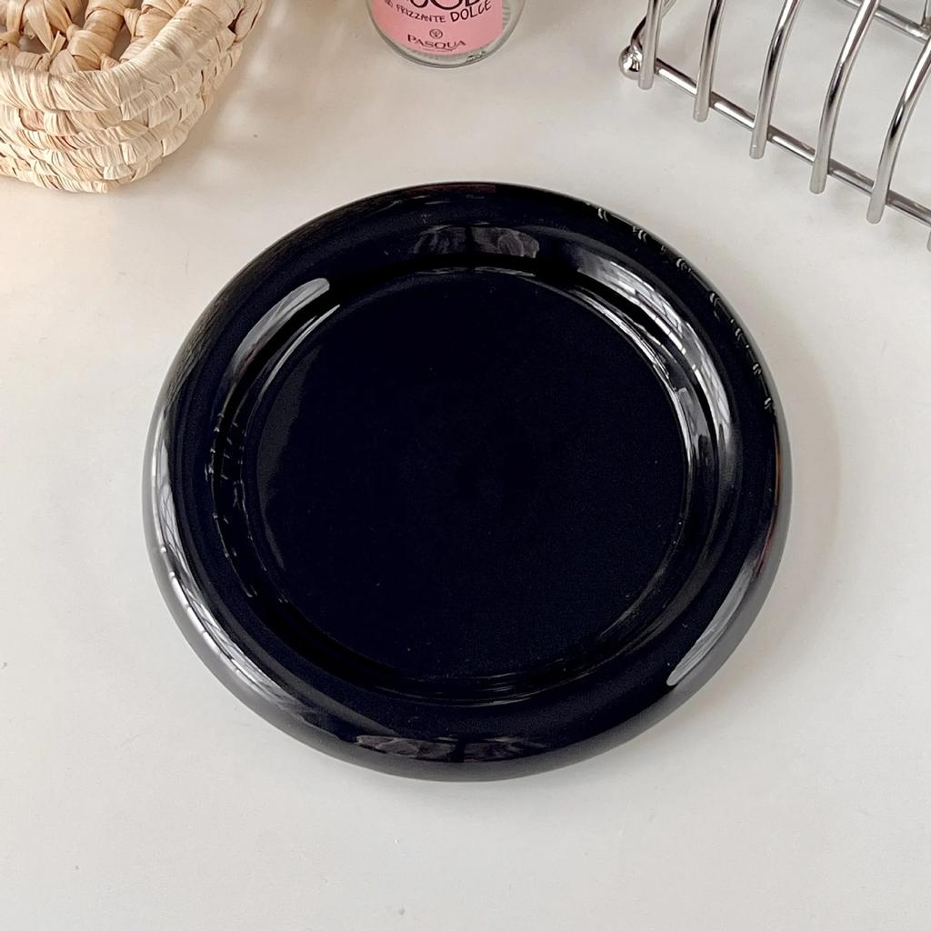 Круглая керамическая тарелка однотонная ветроустойчивая с толстым краем западная тарелка креативная скандинавская посуда десертная тарелка тарелки для стейка пасты